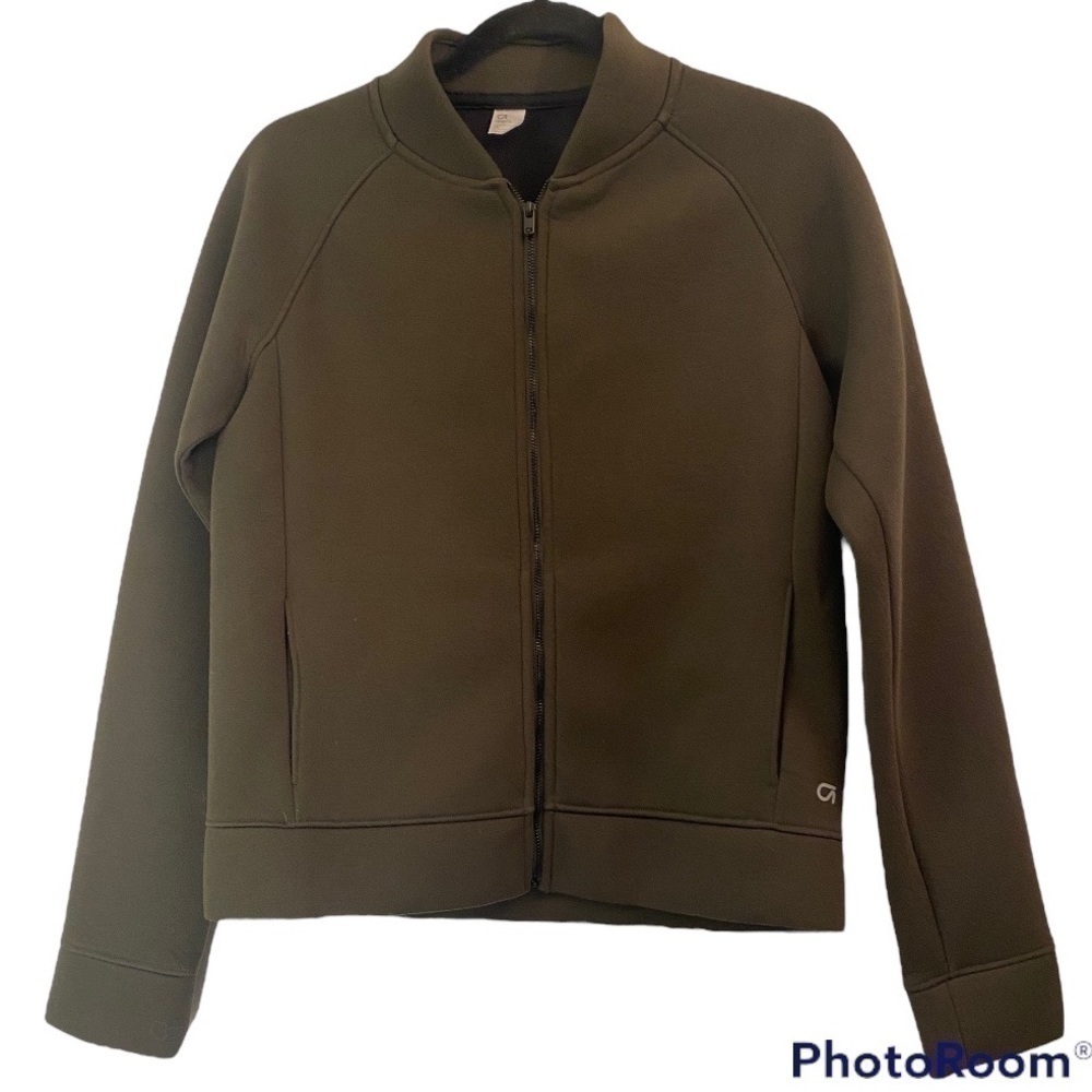 GapFit Scuba Olive Green Bomber Athleisure Jacket With Pockets Size Small